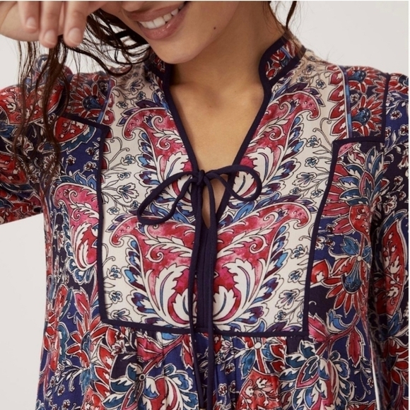 NWOT Anthropologie Spliced Bohemian Flowy Tunic Mini Dress - Picture 3 of 9